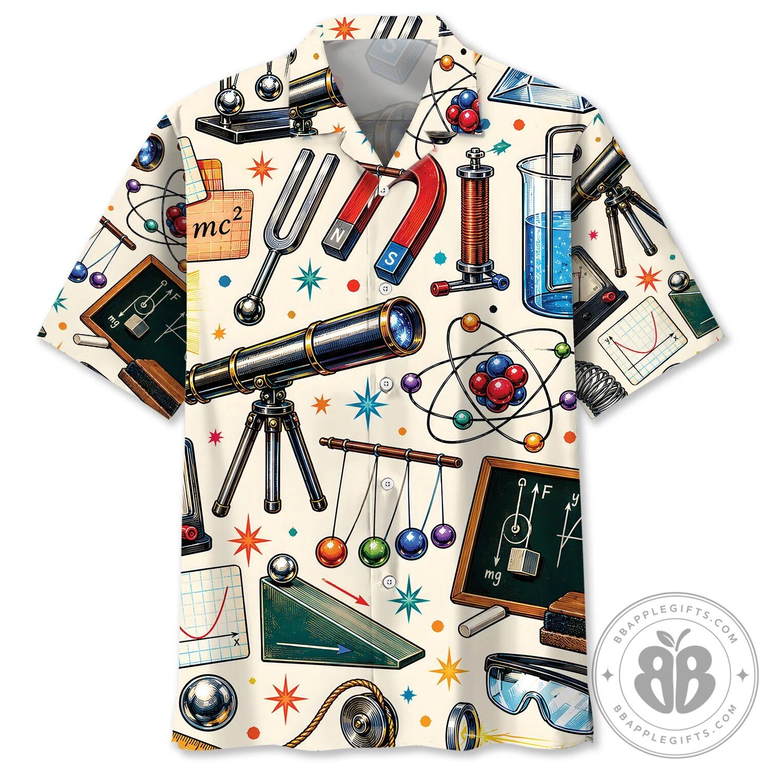 Physics Teacher Vintage Art Colorful Science Hawaiian Shirt