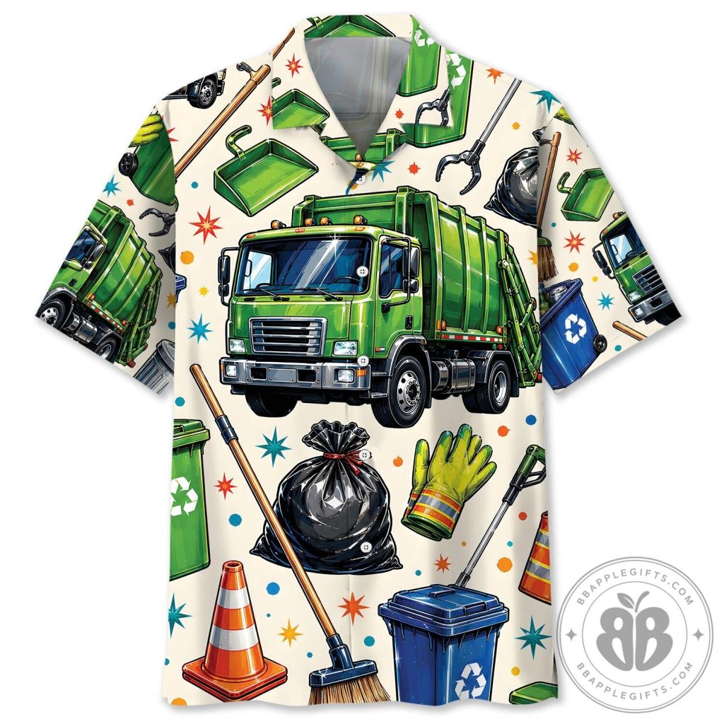 Garbage Collector Vintage Art Colorful Hawaiian Shirt
