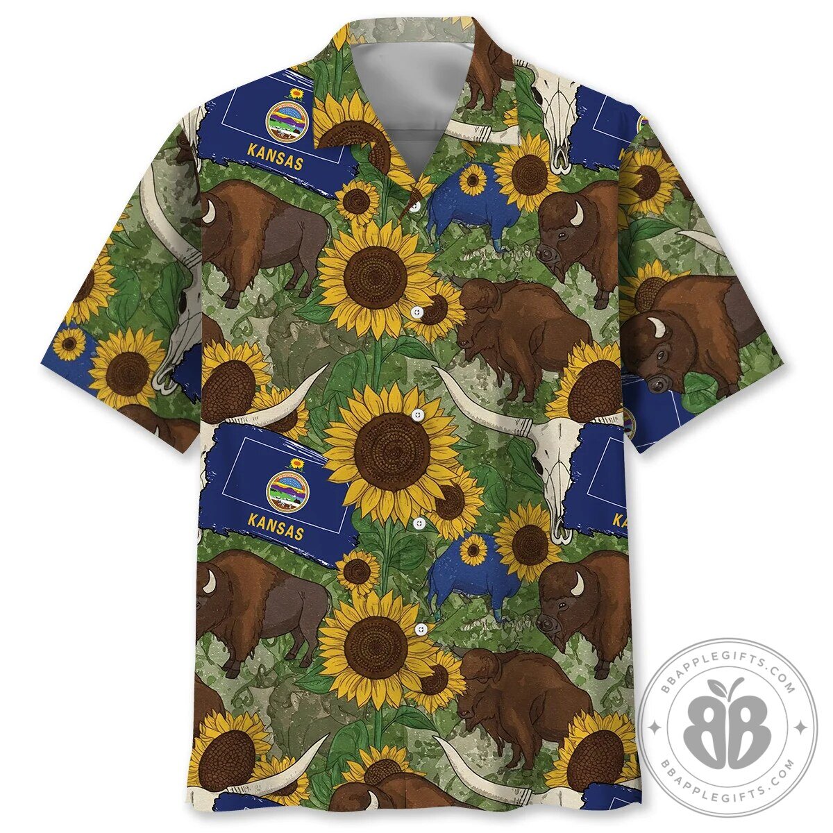 Kansas State Sunflowers and Bison Hawaiian Shirt