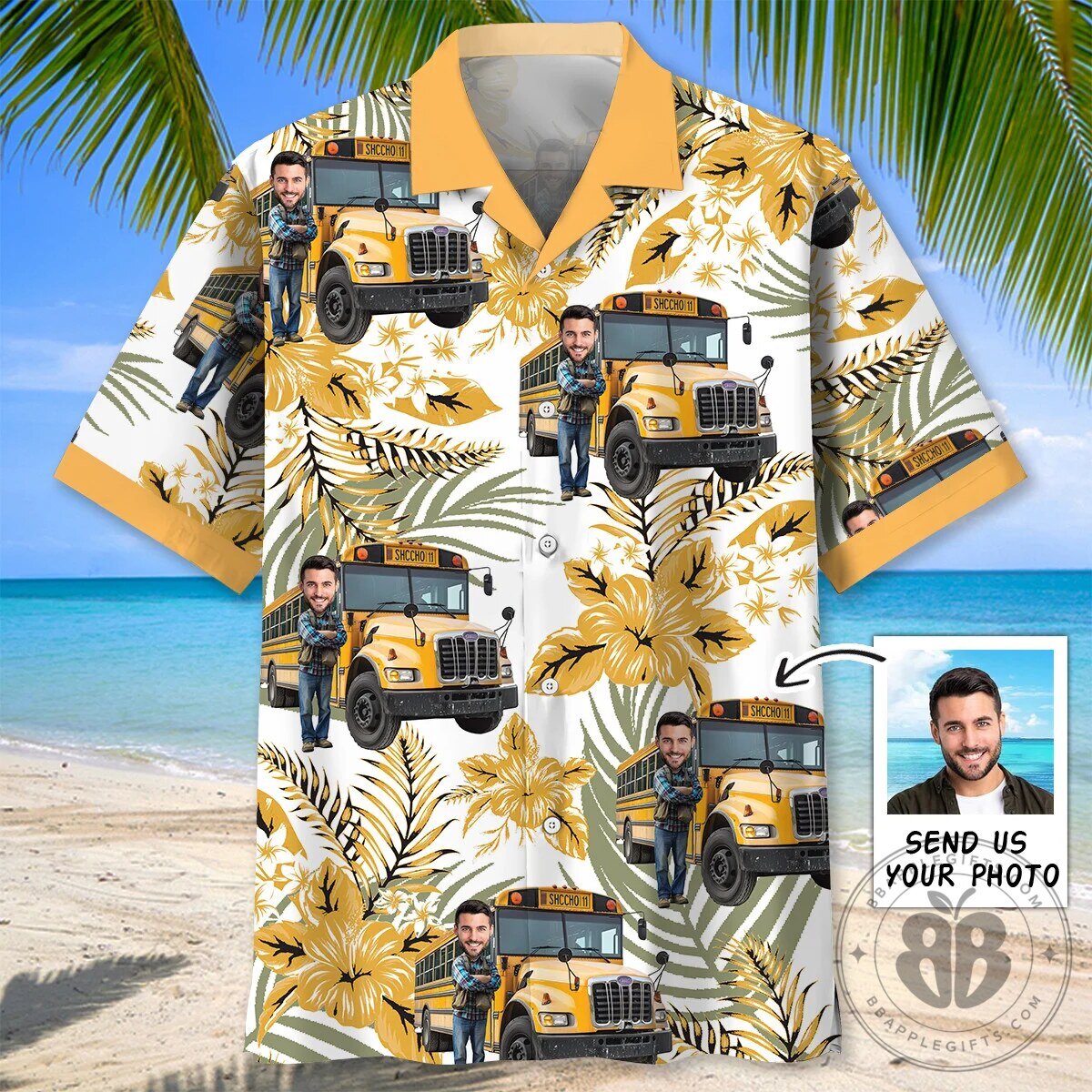 Funny Bus Driver Custom Photo Hawaiian Shirt for School Bus Drivers