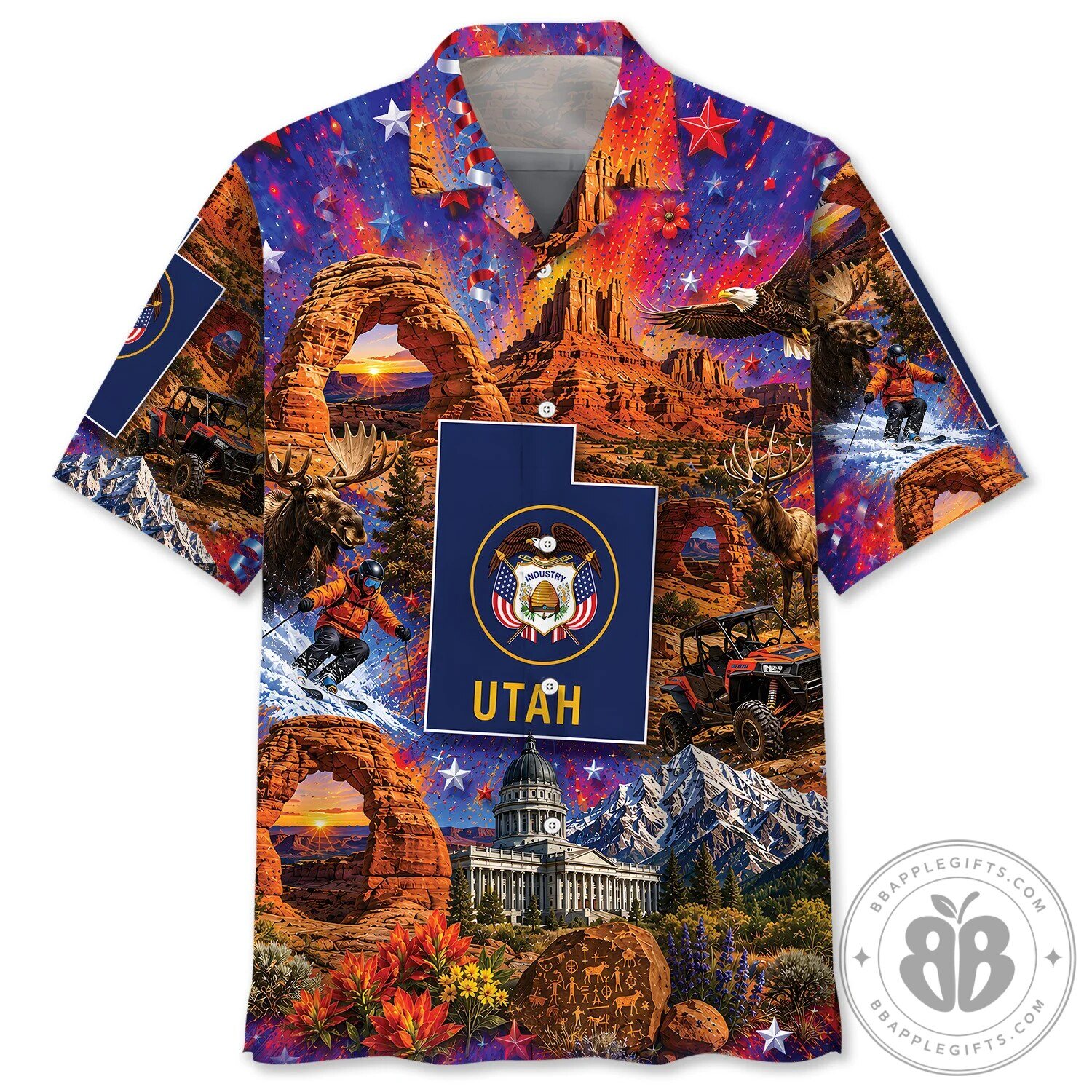 Utah State Symbols Nature Landscape Hawaiian Shirt