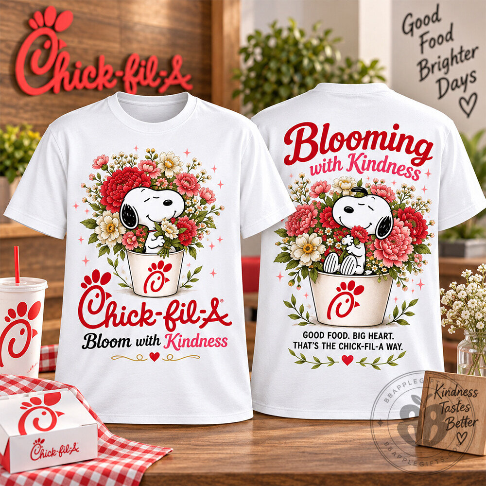 Chick fil A Snoopy Surrounded by Blooms Concept Fan Tshirt | Apparel