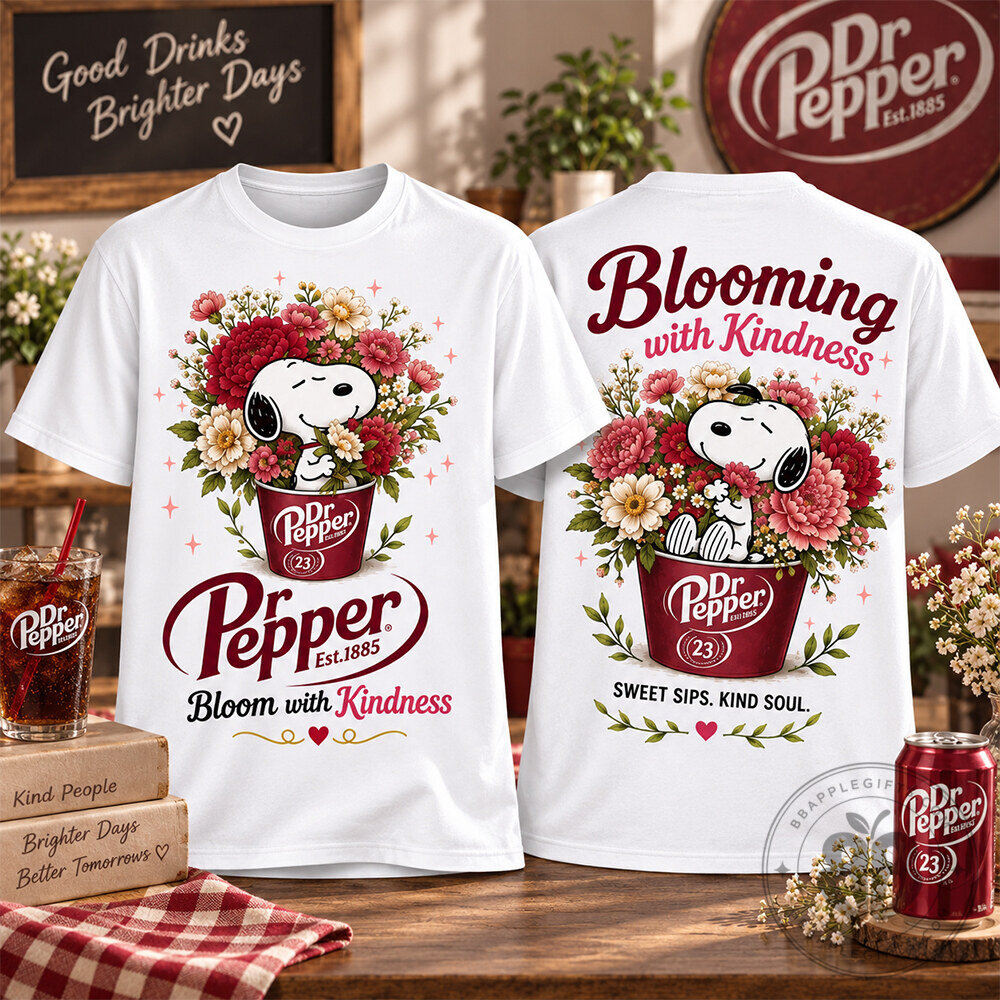 Dr Pepper Snoopy Bloom With Kindness Floral Concept Fan Tshirt | Apparel