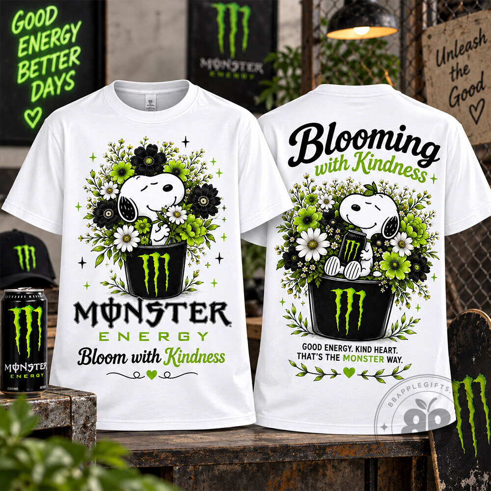 Snoopy Bloom With Kindness Monster Energy Floral Concept Fan Tshirt | Apparel