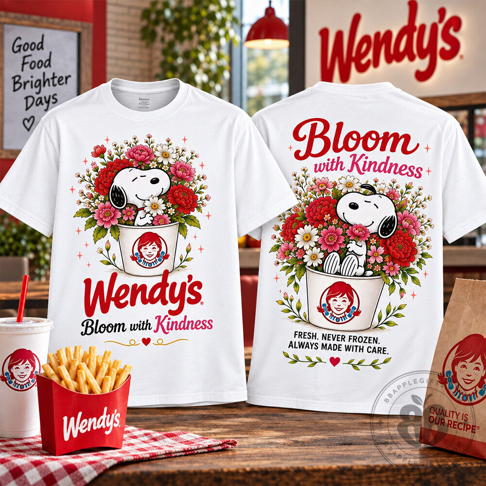 Wendy's Snoopy Bloom With Kindness Floral Cup Concept Fan Tshirt | Apparel