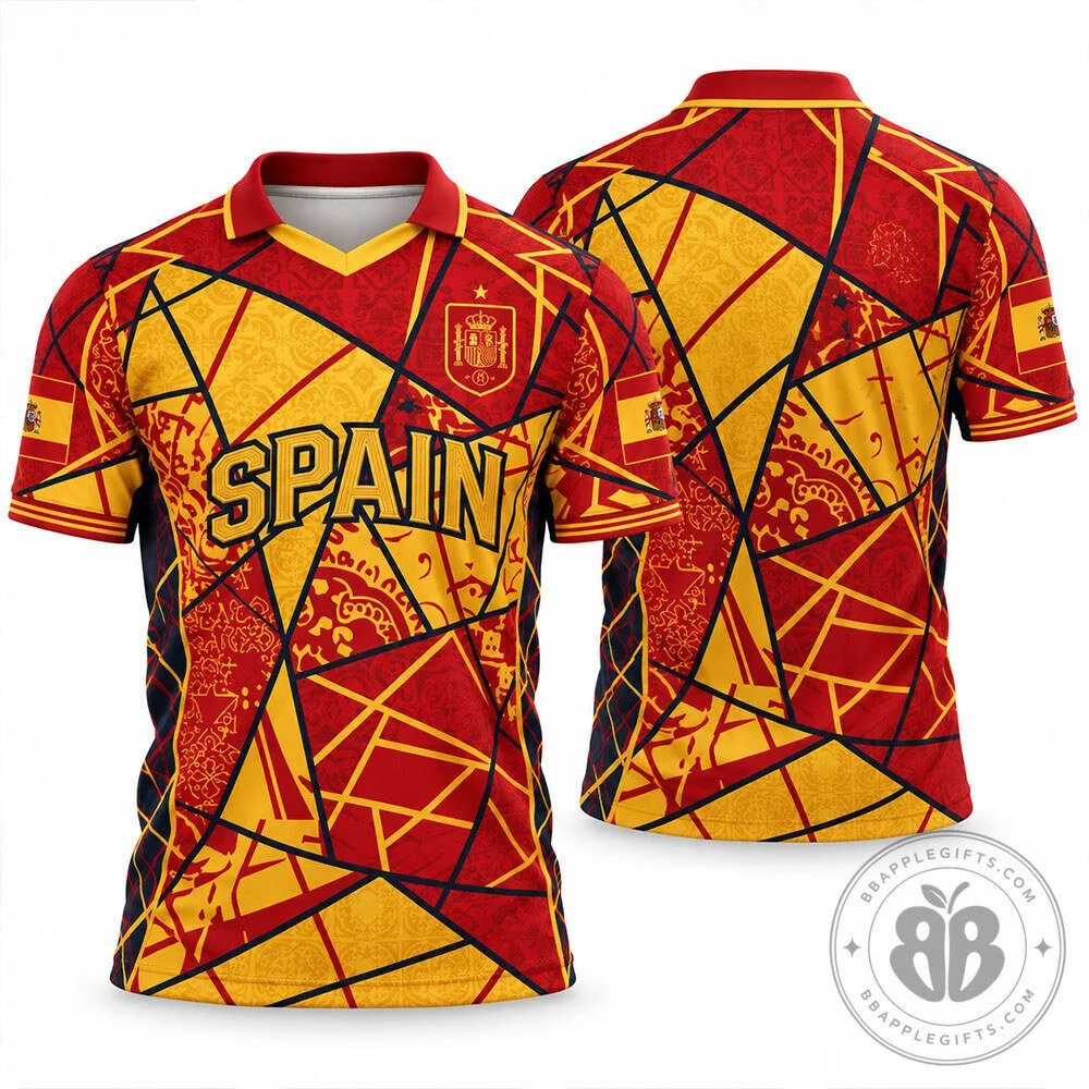 Spain National Team Red Gold Geometric Concept Fan V Neck Jersey | Apparel 9 Spain National Team Red Gold Geometric Concept Fan V Neck Jersey | Apparel