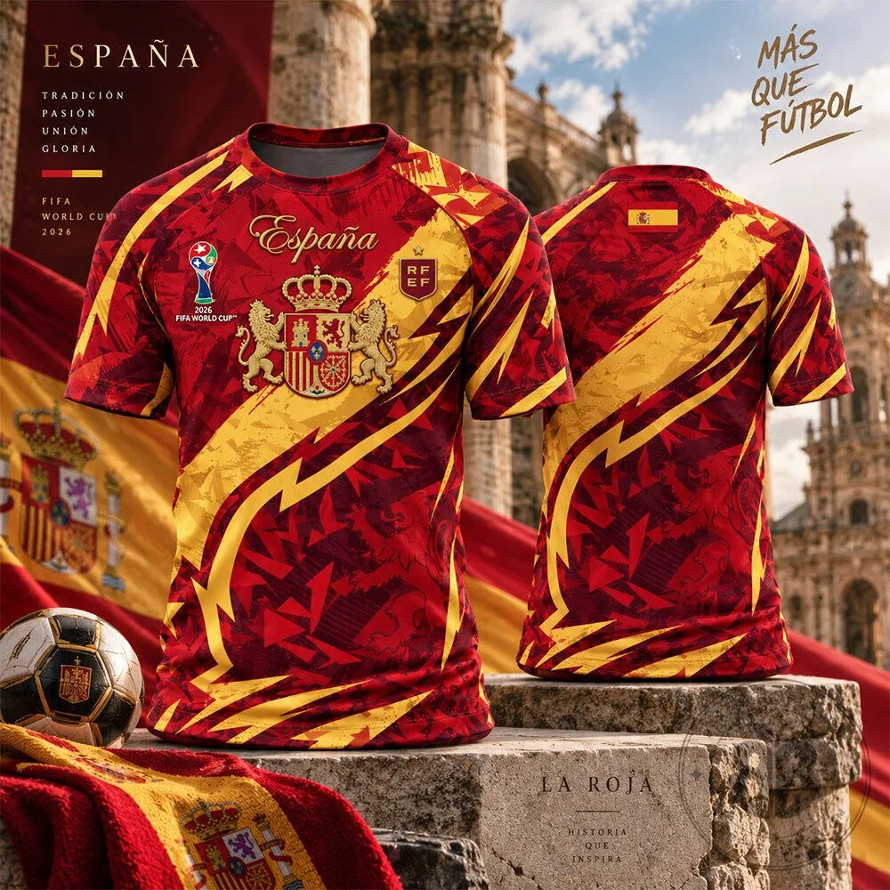 Spain World Cup 2026 Red Gold Dragon Concept Fan Soccer Jersey | Apparel