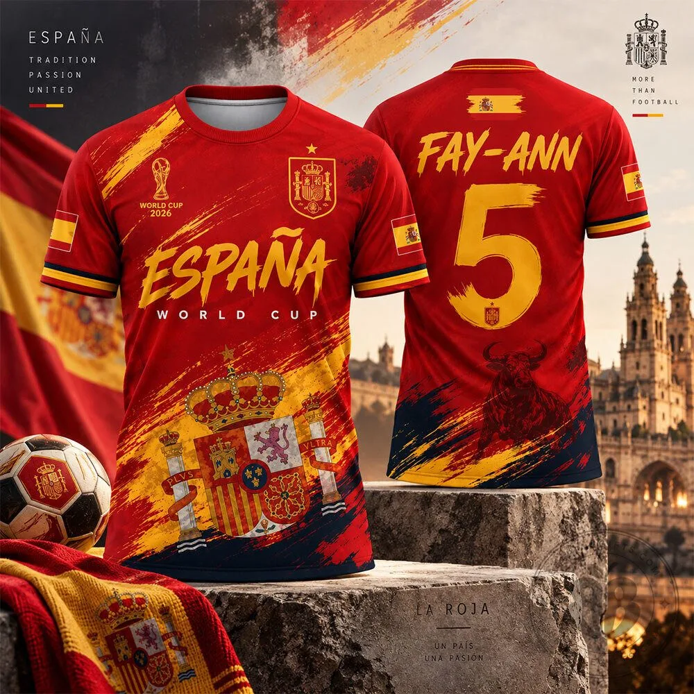 Spain World Cup 2026 Red Gold Custom Concept Fan Soccer Jersey | Apparel
