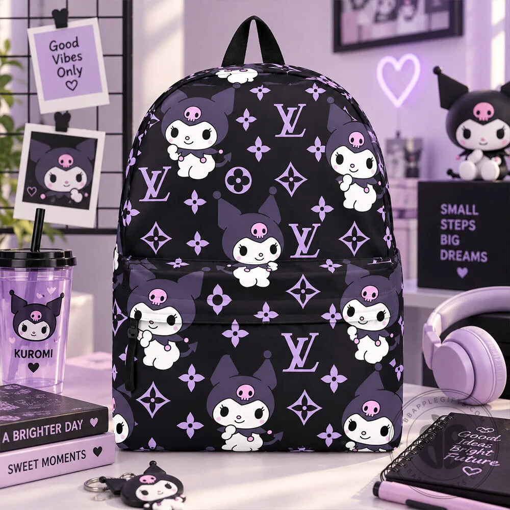 LV Kuromi Purple Monogram Concept Fan School Backpack | Apparel