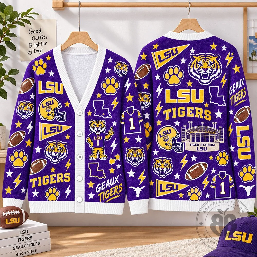 LSU Tigers College Football Concept Fan Knitted Cardigan | Apparel