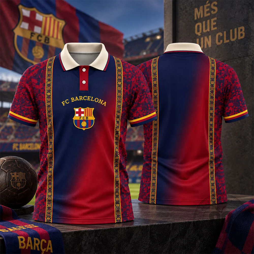 FC Barcelona Red Blue Casual Concept Fan Polo Shirt | Apparel