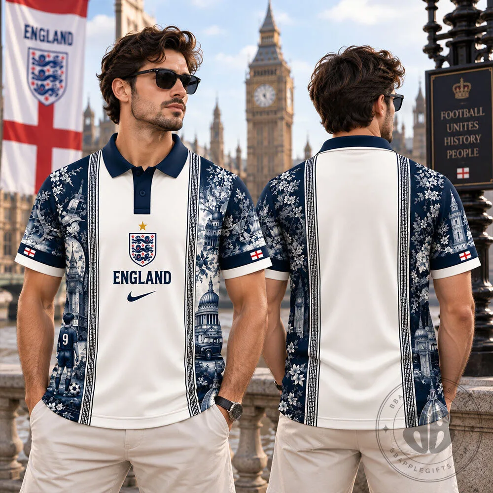 England Nike Blue White London Landmark Concept Fan Polo Shirt | Apparel 9 England Nike Blue White London Landmark Concept Fan Polo Shirt | Apparel