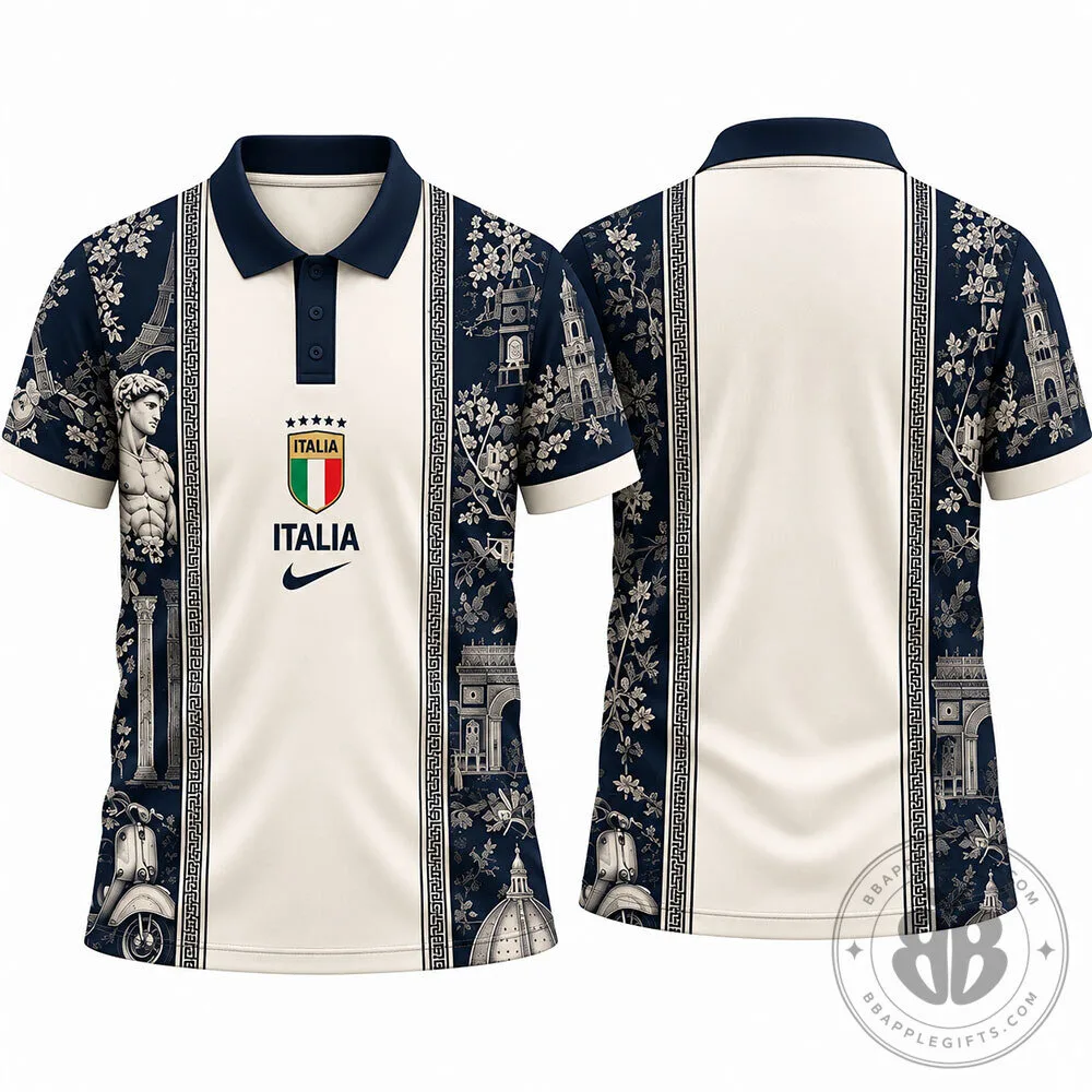 Italy Nike Navy White Renaissance Art Concept Fan Polo Shirt | Apparel 8 Italy Nike Navy White Renaissance Art Concept Fan Polo Shirt | Apparel