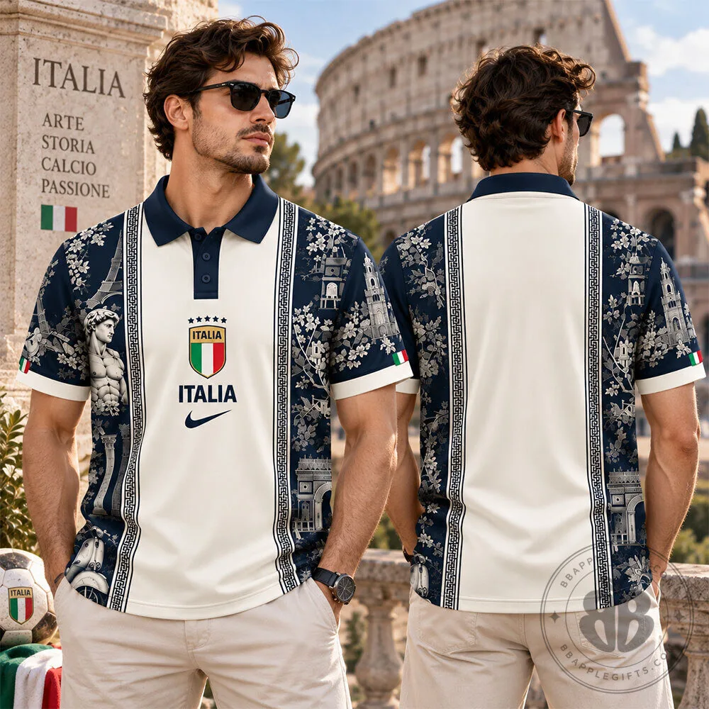 Italy Nike Navy White Renaissance Art Concept Fan Polo Shirt | Apparel 9 Italy Nike Navy White Renaissance Art Concept Fan Polo Shirt | Apparel