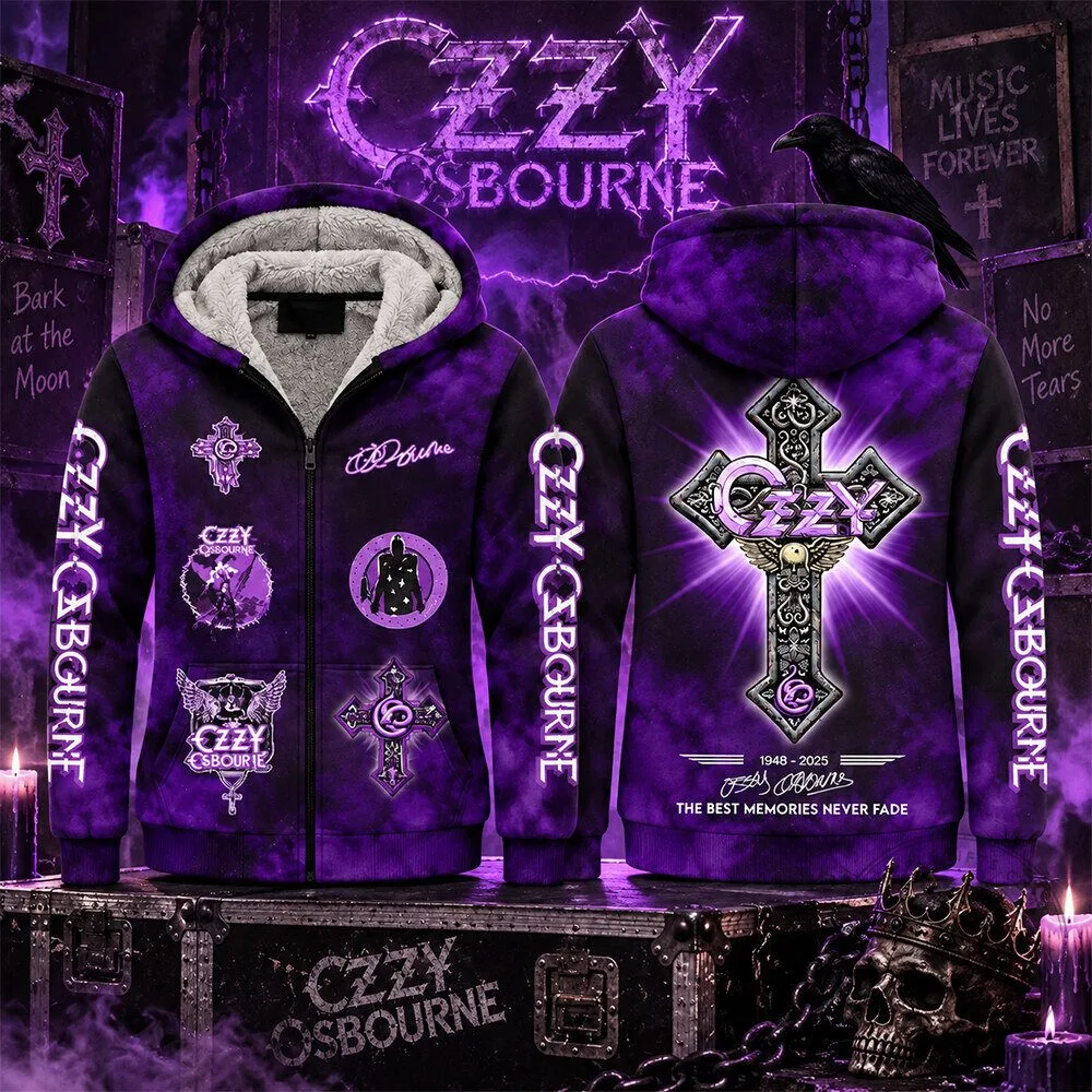 Ozzy Osbourne Purple Gothic Cross Heavy Metal Concept Fan Fleece Hoodie | Apparel