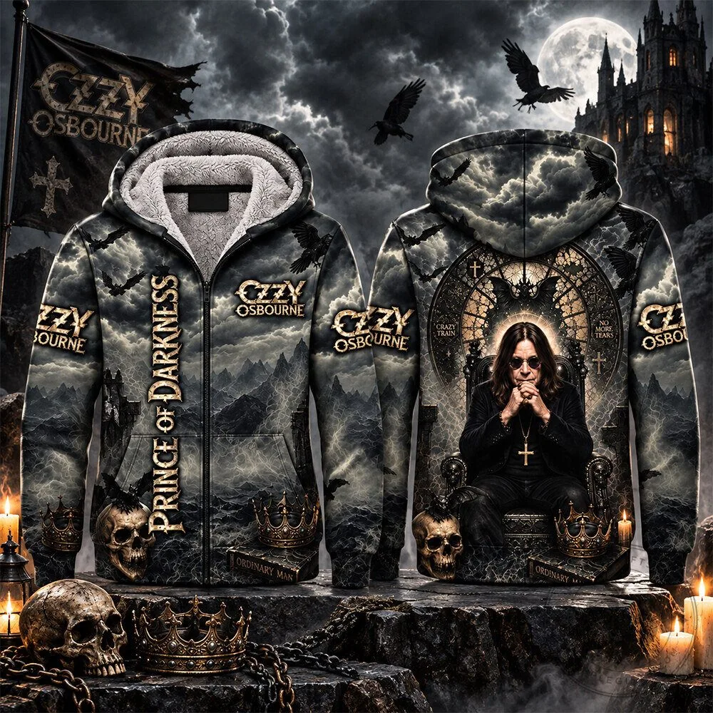 Ozzy Osbourne Prince Darkness Heavy Metal Concept Fan Zip Fleece Hoodie | Apparel