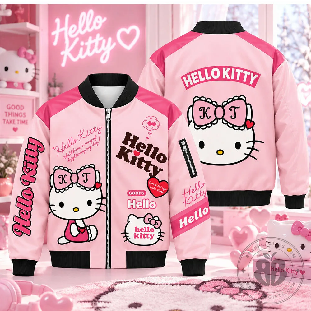 Hello Kitty Pink Cute Cartoon Concept Fan Bomber Jacket | Apparel