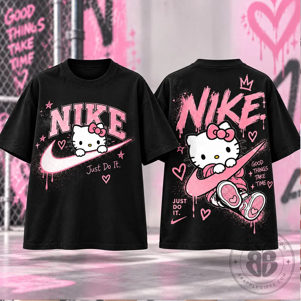 Hello Kitty Nike Pink Just Do It Concept Fan Oversized T Shirt | Apparel
