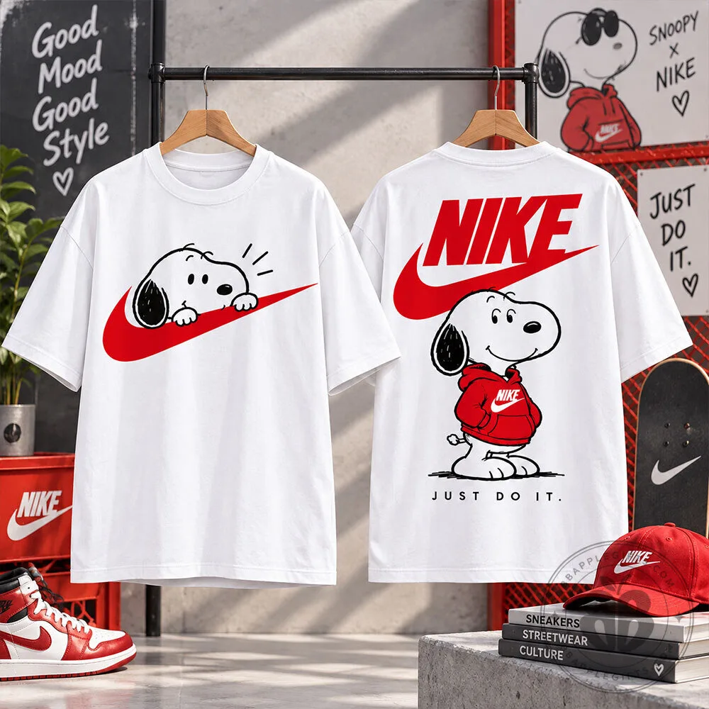 Snoopy Nike Just Do It Red Sporty Dog Concept Fan Graphic T Shirt | Apparel