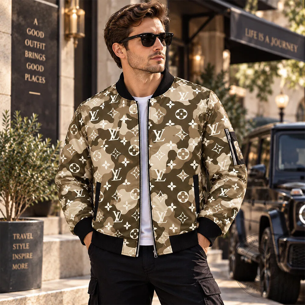 LV Brown Khaki Vintage Monogram Concept Fan Bomber Jacket | Apparel 9 LV Brown Khaki Vintage Monogram Concept Fan Bomber Jacket | Apparel