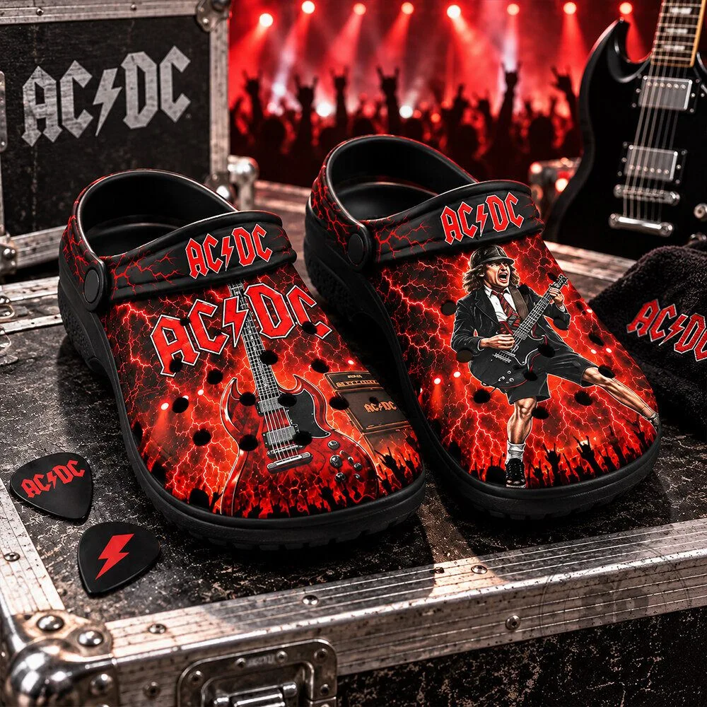 AC DC Red Black Heavy Metal Rock Music Concept Fan Clogs | Footwear