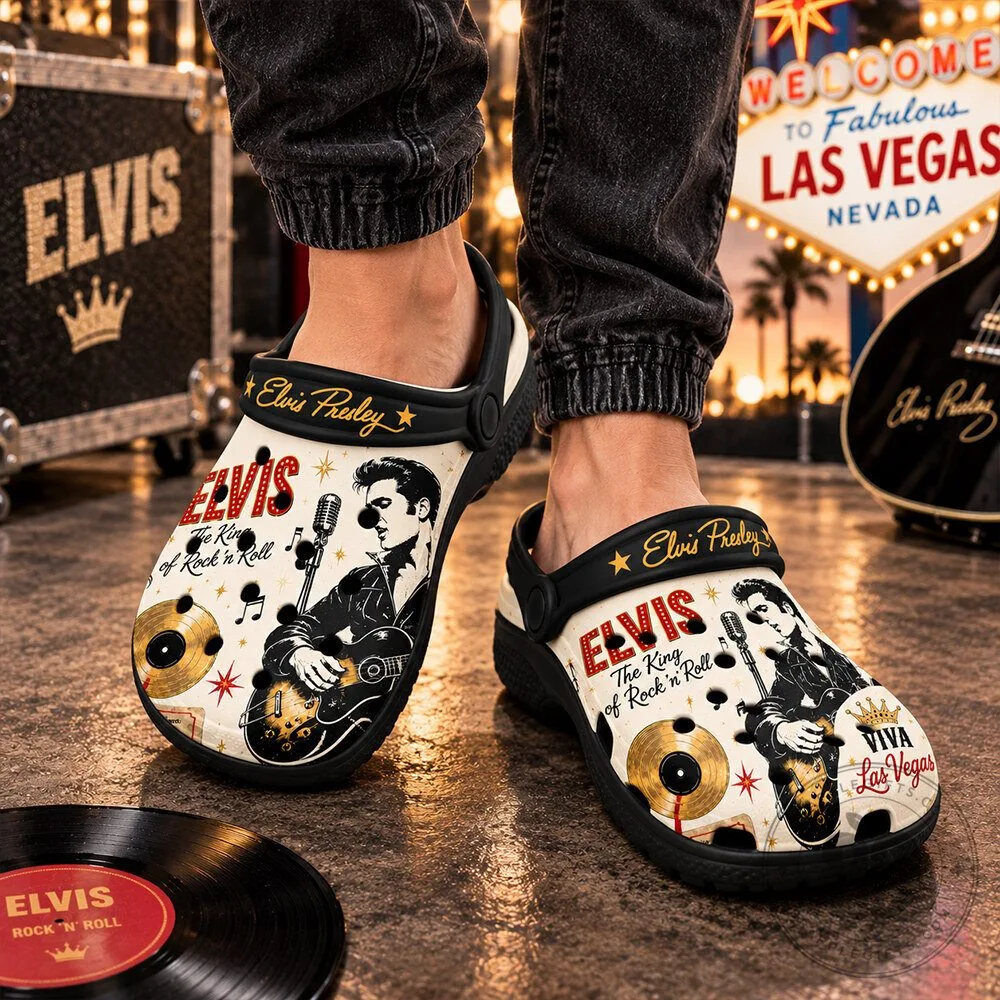 Elvis Presley Rock and Roll King Las Vegas Concept Fan Clogs | Footwear 9 Elvis Presley Rock and Roll King Las Vegas Concept Fan Clogs | Footwear