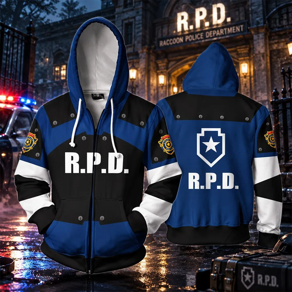 Resident Evil RPD Raccoon Police Department Concept Fan Zip Hoodie
