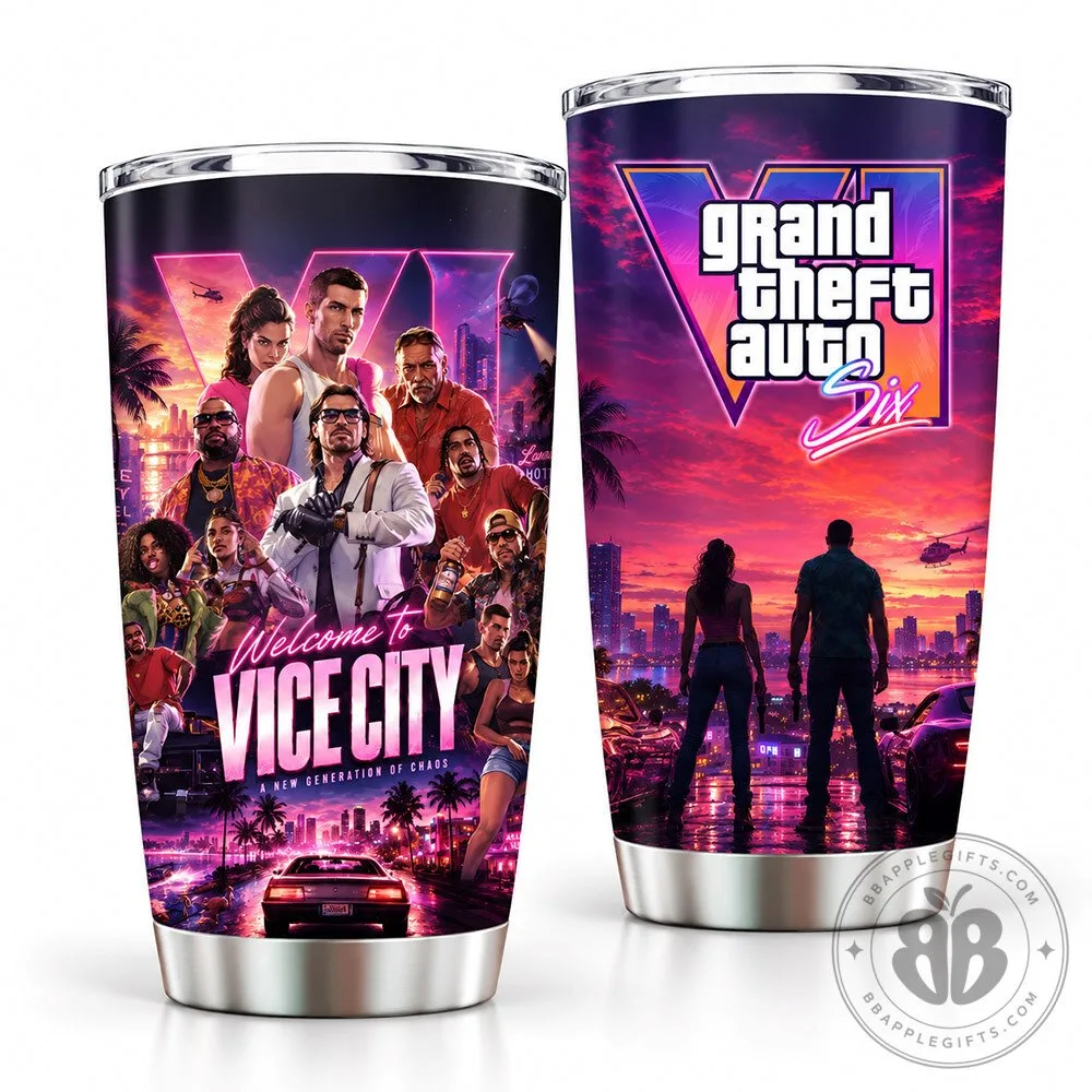 Grand Theft Auto VI Vice City Concept Fan 20oz Tumbler | Drinkware 7 Grand Theft Auto VI Vice City Concept Fan 20oz Tumbler | Drinkware