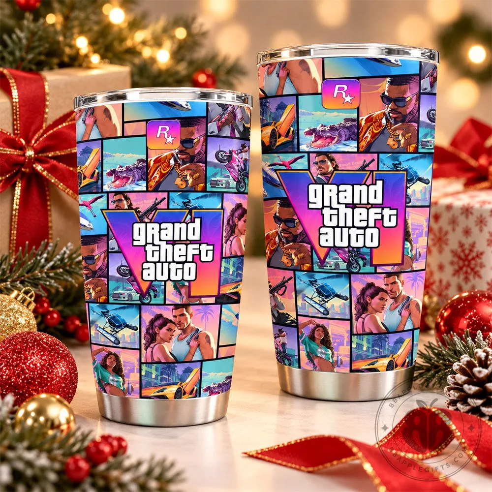 Grand Theft Auto VI Artwork Collage Concept Fan 20oz Tumbler | Drinkware