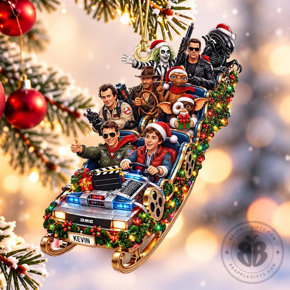 80s Movie Icons Christmas Sleigh Ride Acrylic Ornament | Collectibles