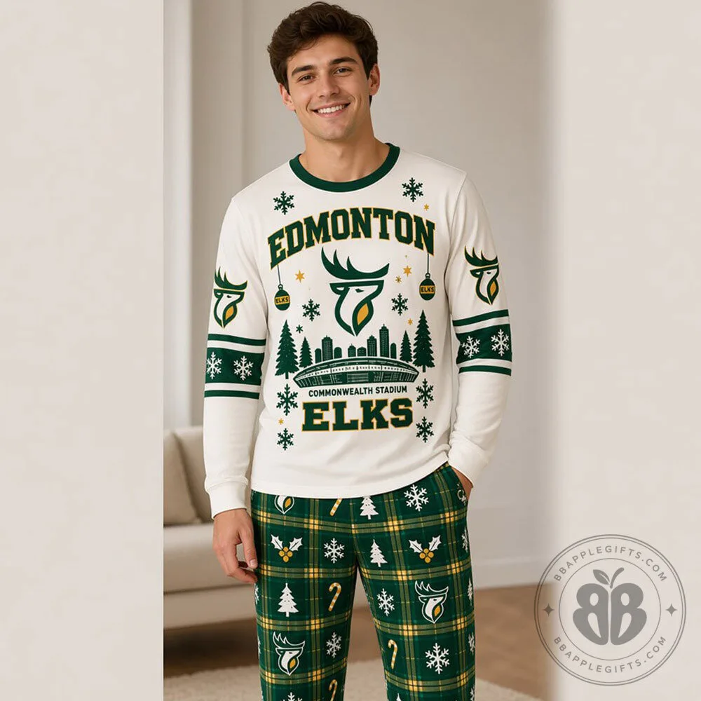 Edmonton Elks CFL Christmas Concept Fan Pajama Set | Apparel 9 Edmonton Elks CFL Christmas Concept Fan Pajama Set | Apparel