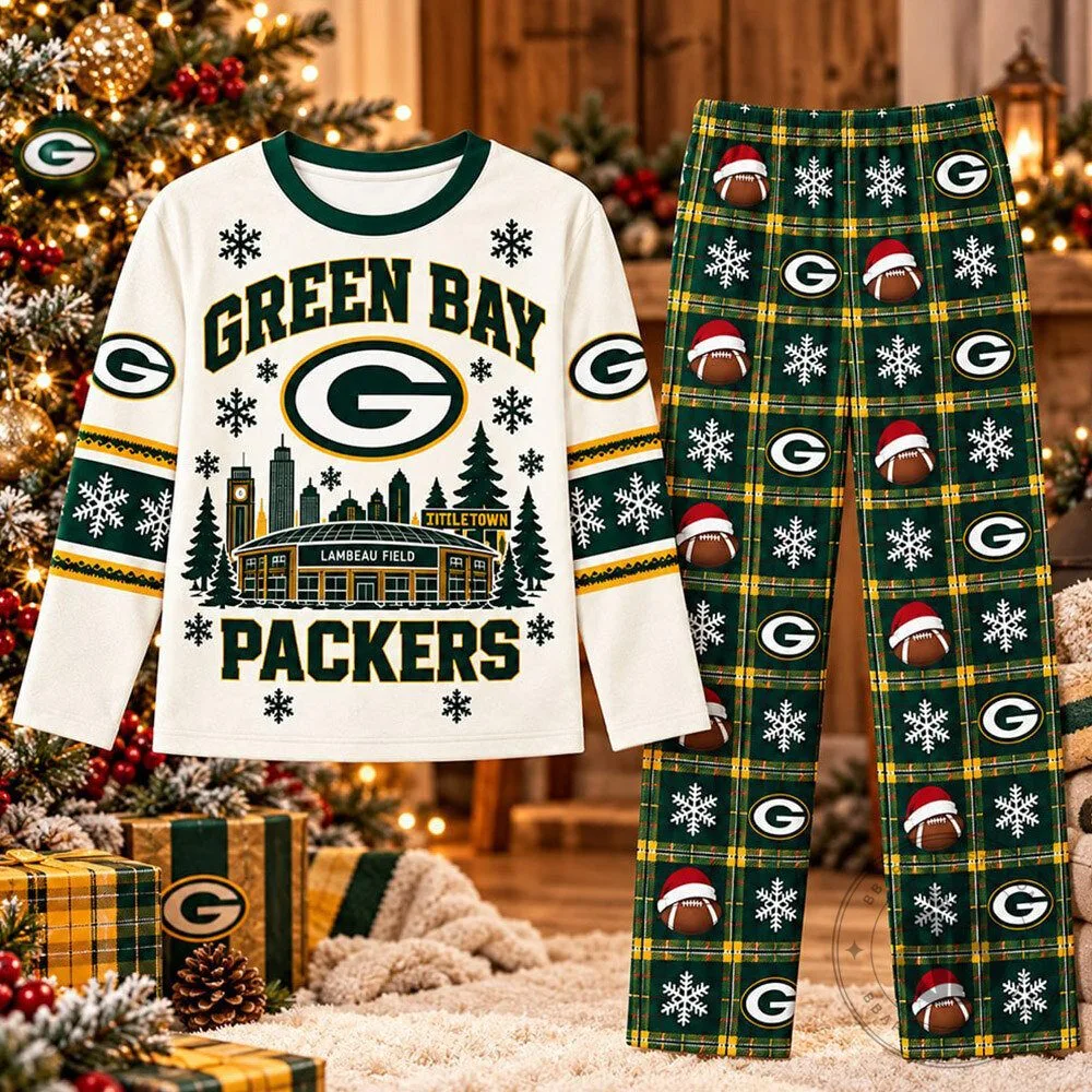 Green Bay Packers Lambeau Field Christmas Concept Fan Pajama Set | Apparel
