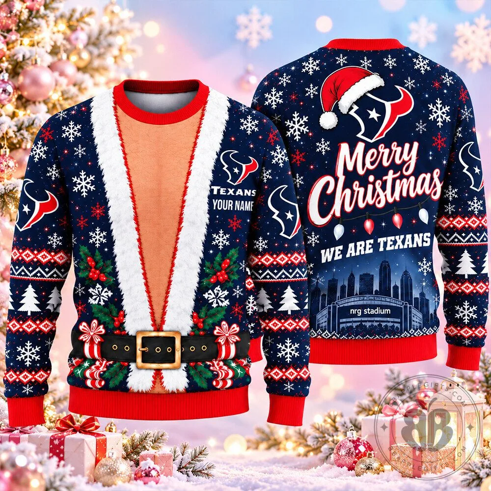 Houston Texans Merry Christmas Santa Concept Fan Knit Sweater | Apparel