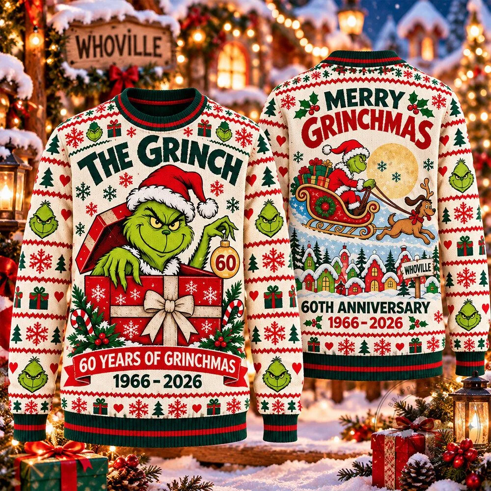 Grinch 60 Years Grinchmas 1966 2026 Concept Fan Knit Sweater | Apparel