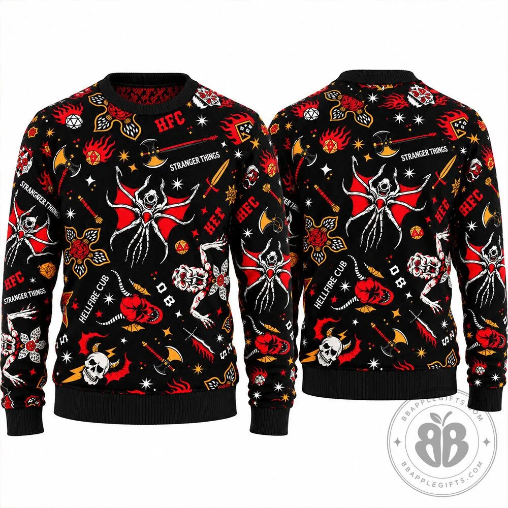 Stranger Things Hellfire Club Demogorgon Concept Fan Knit Sweater | Apparel 7 Stranger Things Hellfire Club Demogorgon Concept Fan Knit Sweater | Apparel