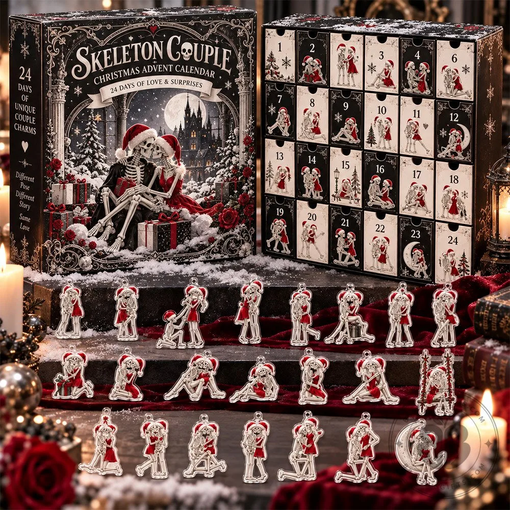 Skeleton Couple First Kiss Last Breath Romantic Acrylic Advent Calendar | Collectibles
