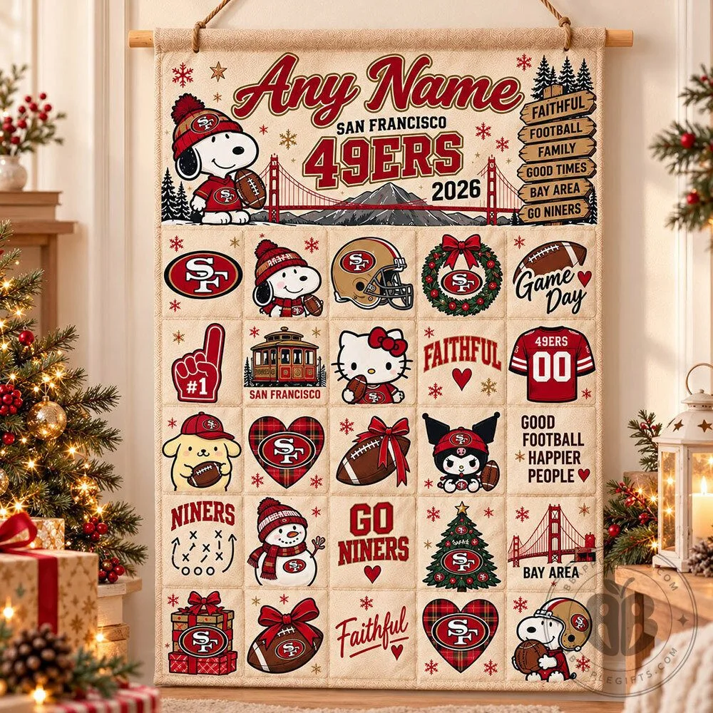 49ers Holiday with Sanrio Friends Custom Wall Advent Calendar | Home Decor