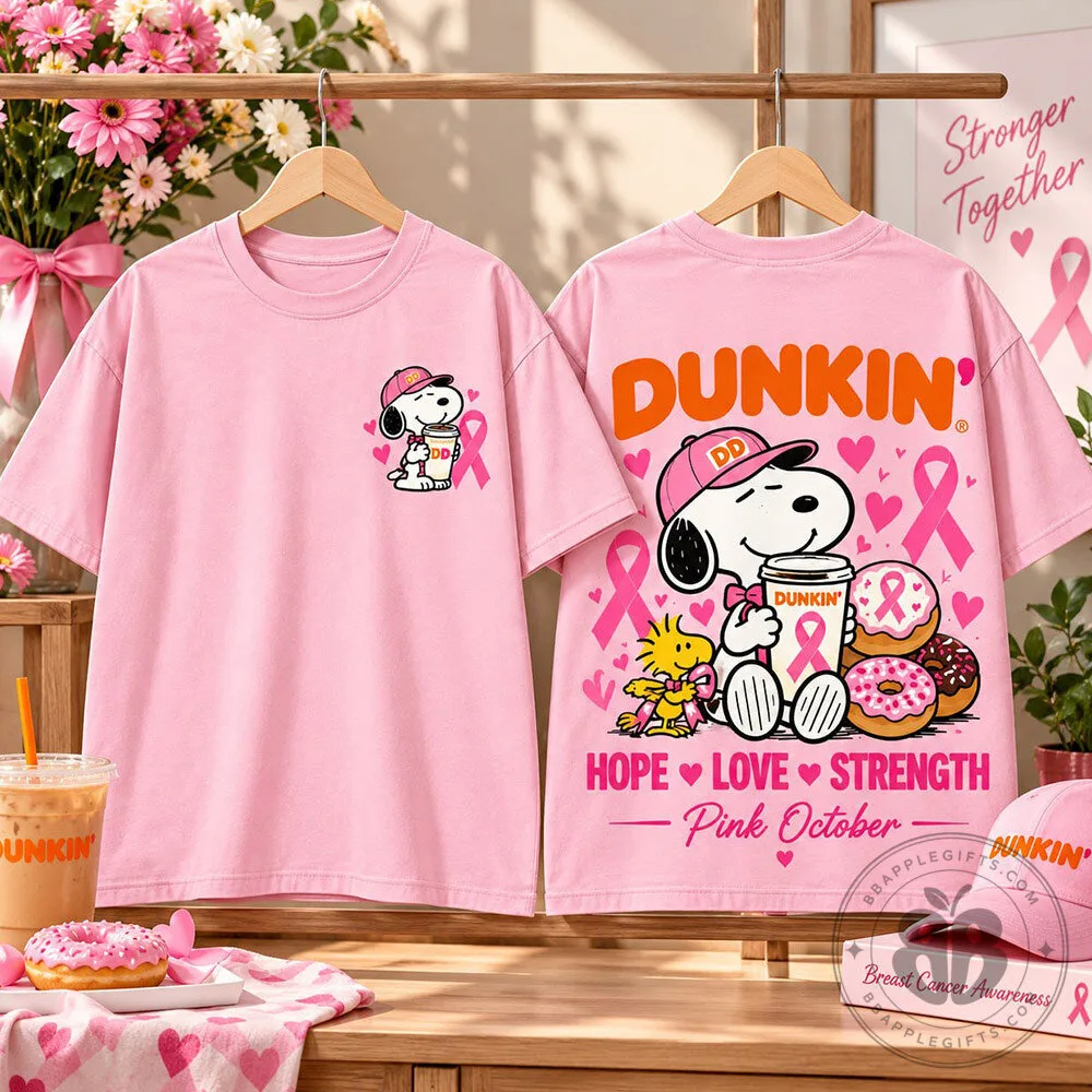 Snoopy Dunkin Pink October Breast Cancer Awareness T Shirt | Apparel