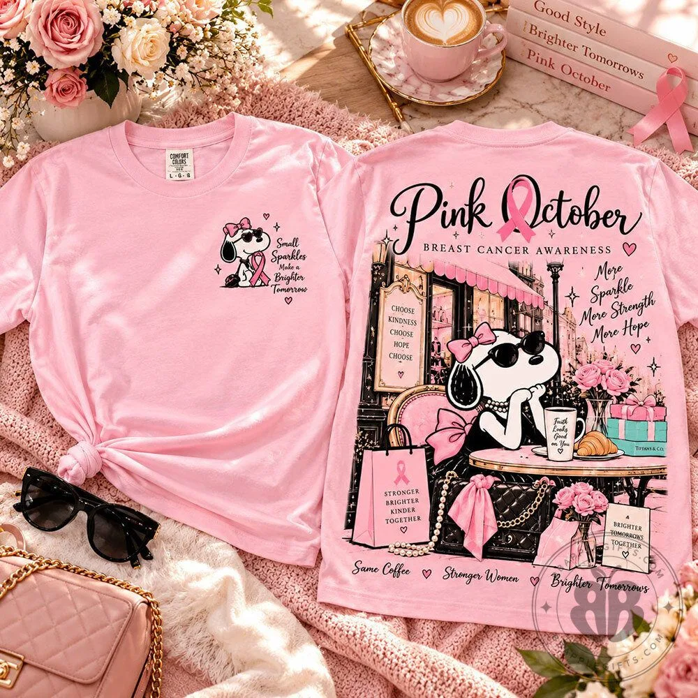 Snoopy Pink October Breast Cancer Awareness Graphic T Shirt | Apparel