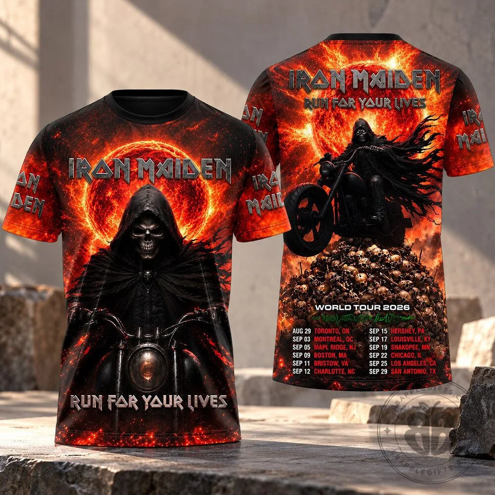 Iron Maiden Run For Your Lives World Tour 2026 T Shirt | Apparel