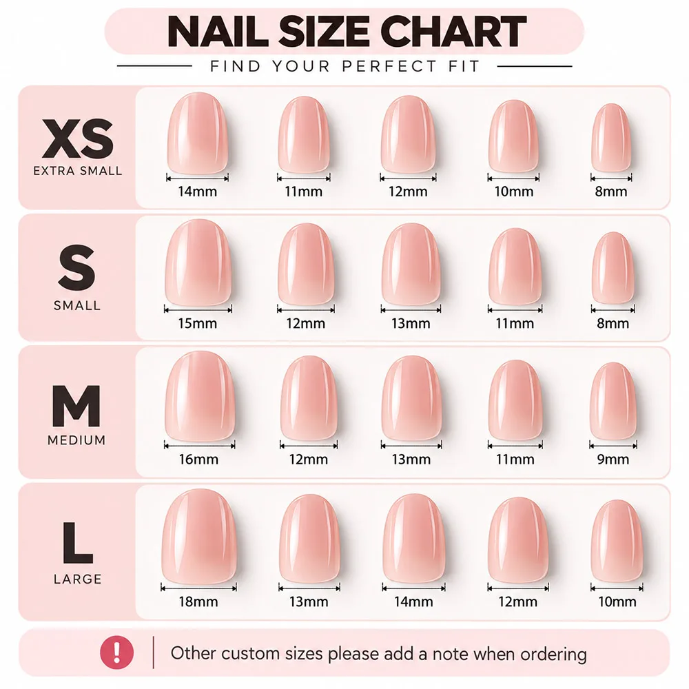 Pastel Nail Size Chart Infographic