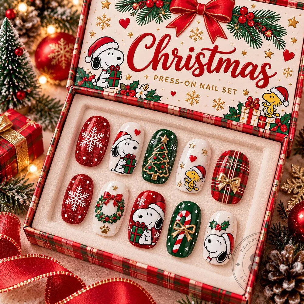 Snoopy Woodstock Christmas Holiday Press On Nails Set | Accessories
