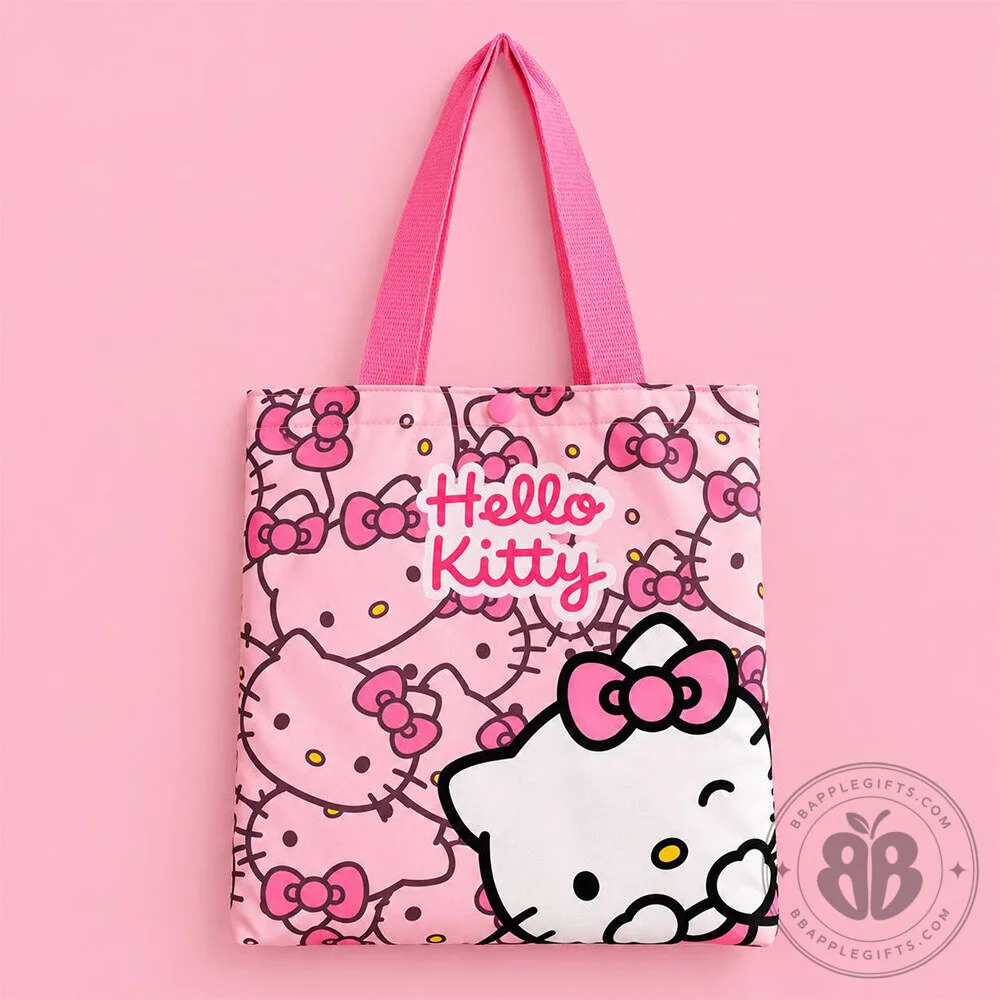 Hello Kitty Pink Bow All Over Print Cute Canvas Tote Bag | Accessories 7 Hello Kitty Pink Bow All Over Print Cute Canvas Tote Bag | Accessories