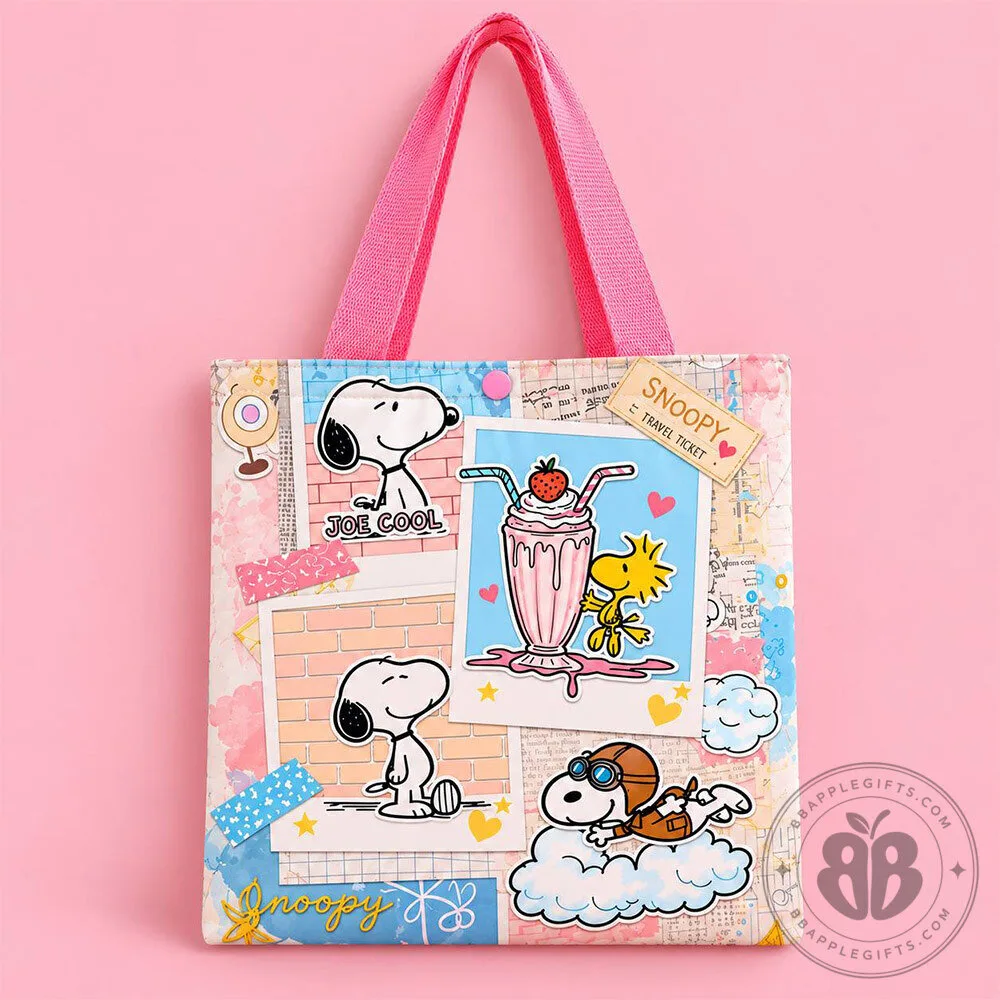 Snoopy Woodstock Joe Cool Milkshake Graphic Tote Bag | Accessories 7 Snoopy Woodstock Joe Cool Milkshake Graphic Tote Bag | Accessories
