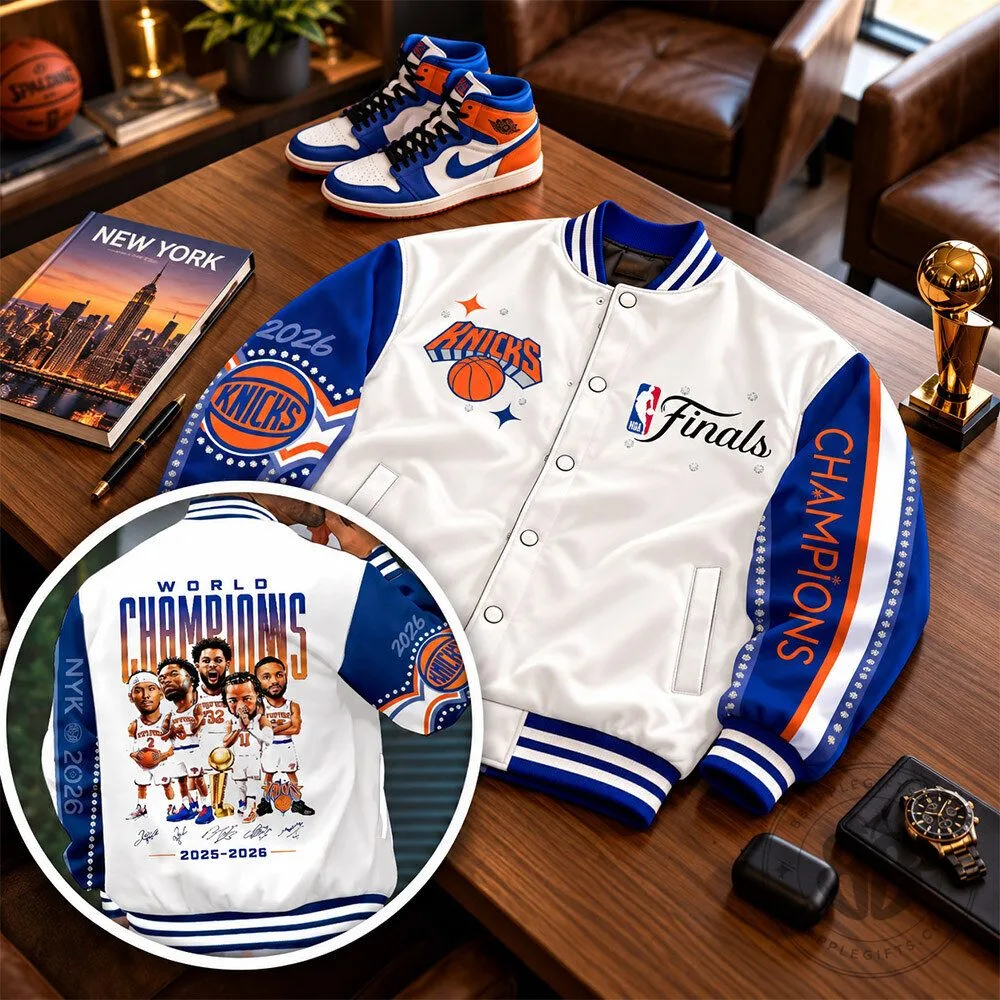 New York Knicks 2026 NBA Finals White Champions Varsity Jacket | Apparel