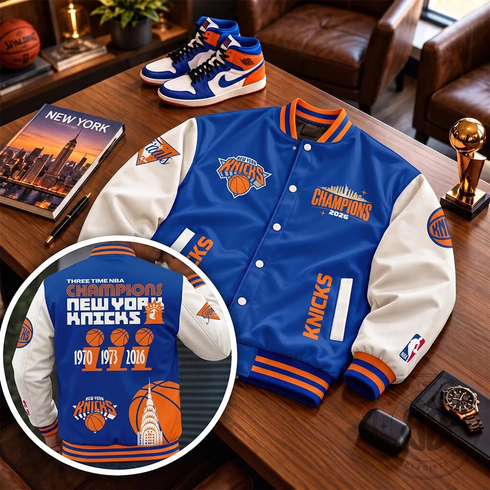 New York Knicks 2026 Champions Blue White Retro Varsity Jacket | Apparel