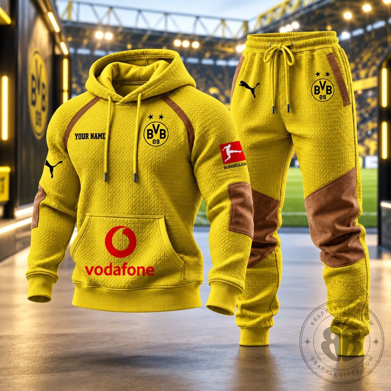 Borussia Dortmund BVB Yellow Vodafone Logo Football Hoodie | Apparel