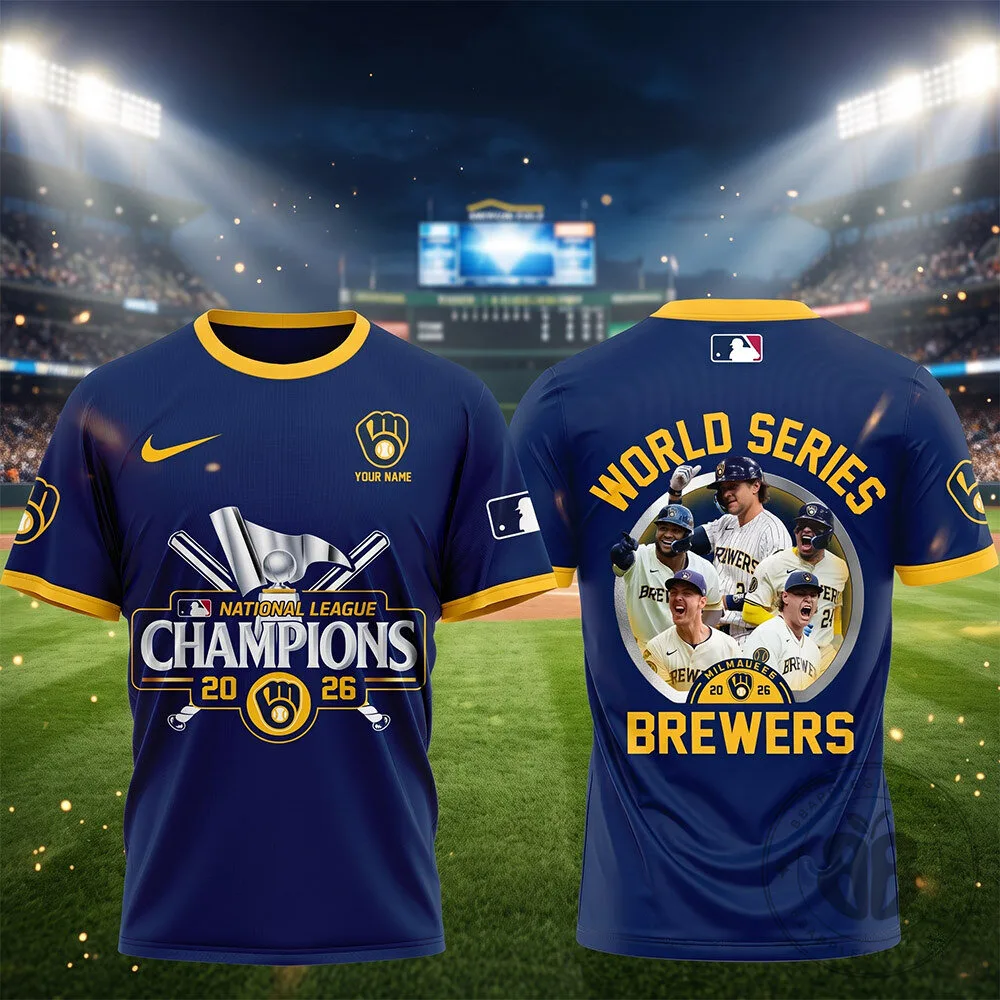 Milwaukee Brewers 2026 NL Champions Custom Name Graphic T Shirt | Apparel